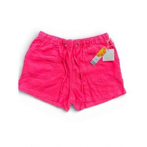 C&C California Womens 100%‎ Linen Shorts Pink Elastic Waist Drawstring Large NWT